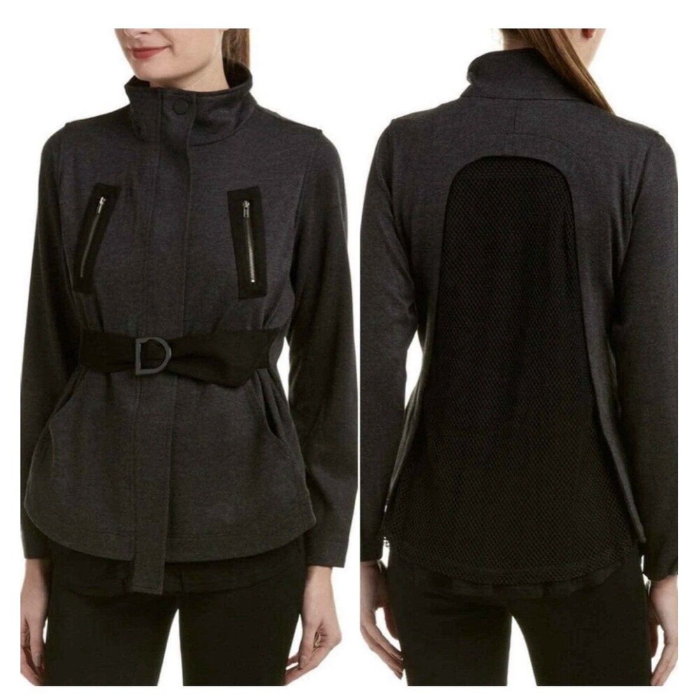 Cabi Modern Mesh Back Jacket in Heather Gray Love Carol XL Women's Career Wear